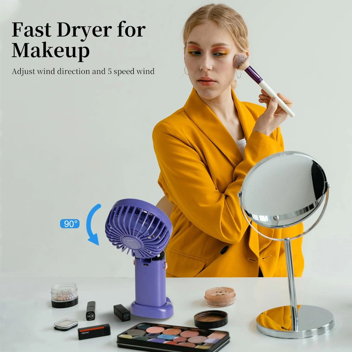 Portable Handheld Rechargeable Fan Foldable Desk Battery Operated - Image 2