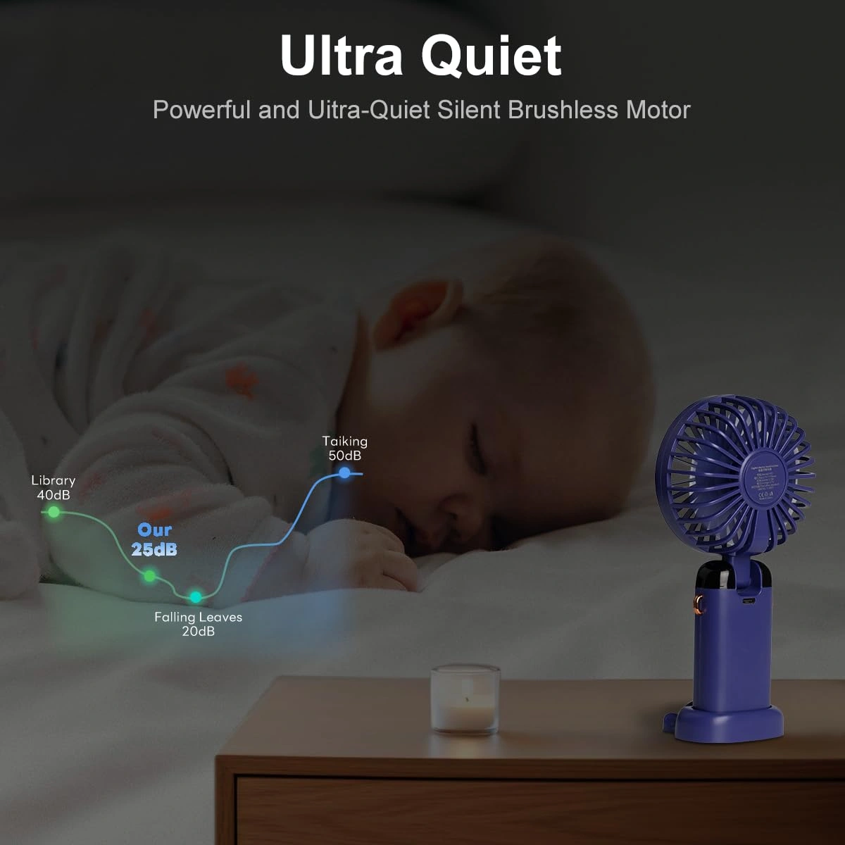 Portable Handheld Rechargeable Fan Foldable Desk Battery Operated - Image 6